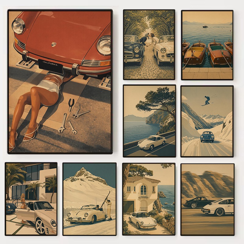 Luxury Lifestyle Travel - Retro Mode Luxe Levensstijl Jacht Sportwagen