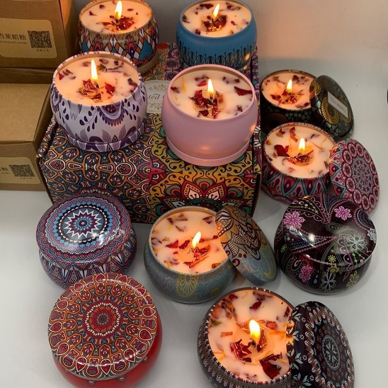 Scented Candle Luxury - 1/4PCS Vintage Geurkaarsen Sojawas Kaarsenpotten Bloemengeur