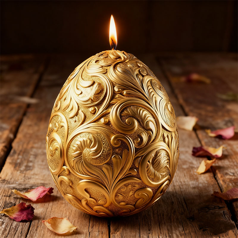 Scented Candle Luxury - Goudkleurige barokke eierkaarsvorm siliconen DIY handgemaakte